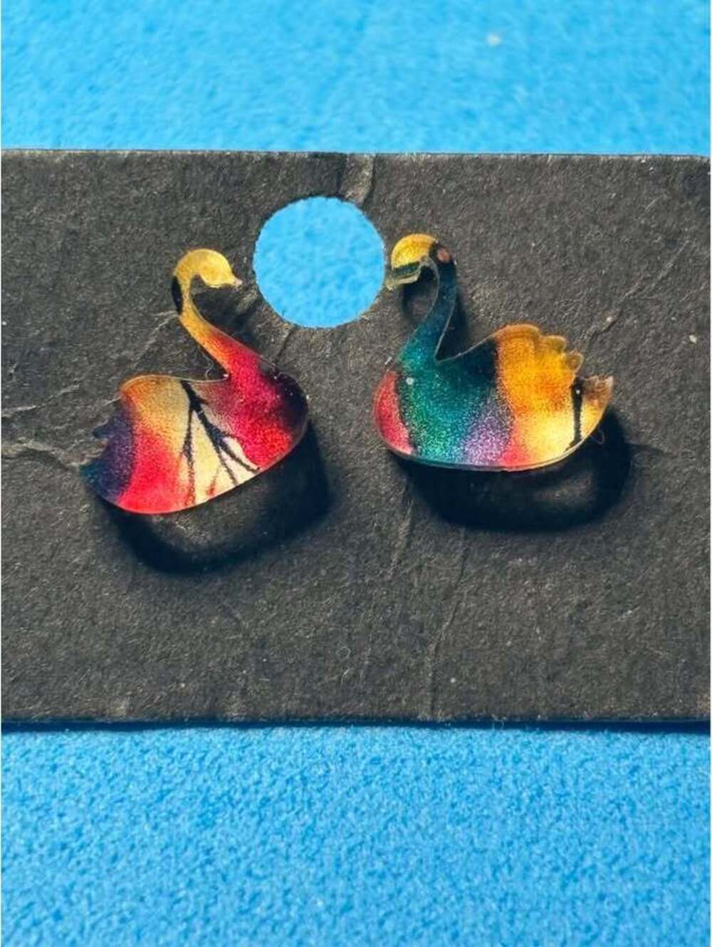 Rainbow Swan Stud Earrings